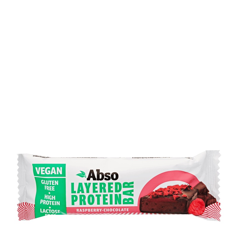 Abso Layered Raspberry-Chocolate vegan protein bar, 50 g