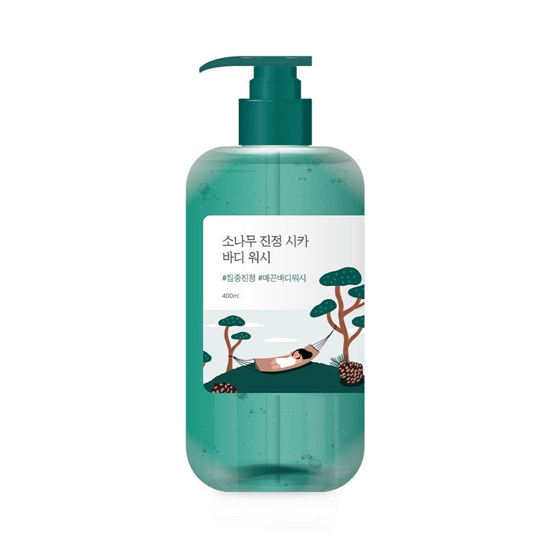 Round Lab Pine Calming Cica Body Wash  400ml | Exfoliating & Soothing Gel-to-Foam Cleanser for Sensitive Skin