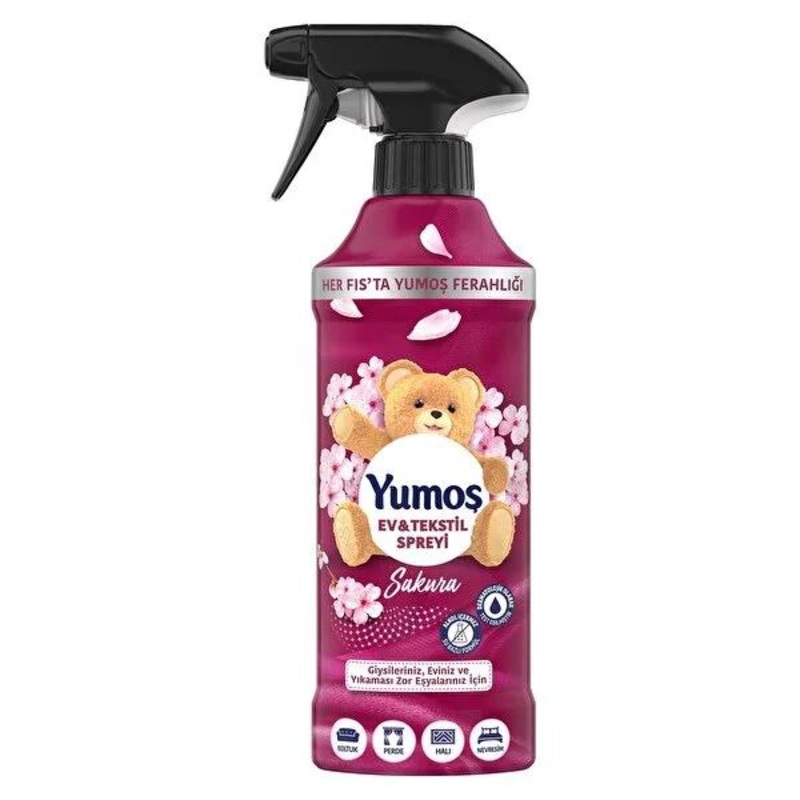 Yumo_ Sakura Home & Textile Spray: Alcohol-Free Fabric Refresher, Odor Eliminator for Upholstery, Carpets & More – Long-Lasting Sakura Fragrance