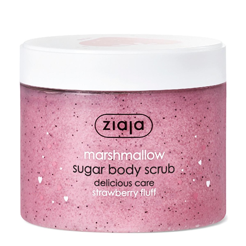 Ziaja Marshmallow Sugar Body Scrub – Exfoliating & Moisturizing Strawberry Scented Body Peeling – Natural Skin Smoothing for Spa-Like Softness
