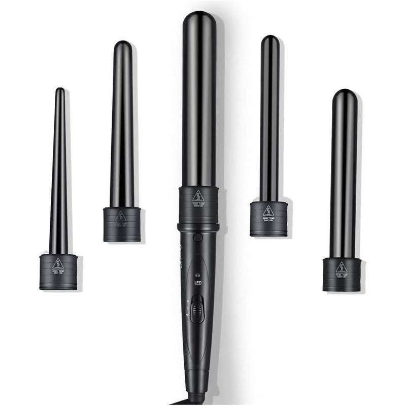5-in-1 Ceramic Curling Wand Set with Temperature Control