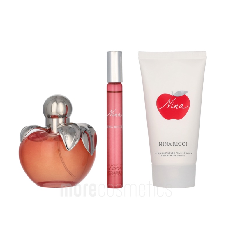 Nina Ricci Nina Giftset Edt Spray 80ml/Body Lotion 75ml/Edt Rollerball 10ml