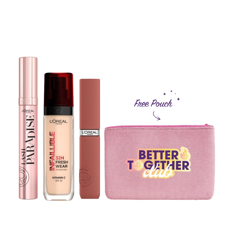 FREE Pouch -20% L’Oreal Matte Resistance + Freshwear Powder + Lash Paradise Mascara 120-major crush 120