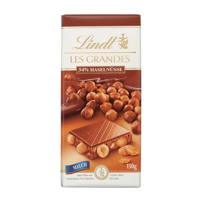 Lindt Les Grandes 34% Hazelnut milk chocolate bar, 150 g