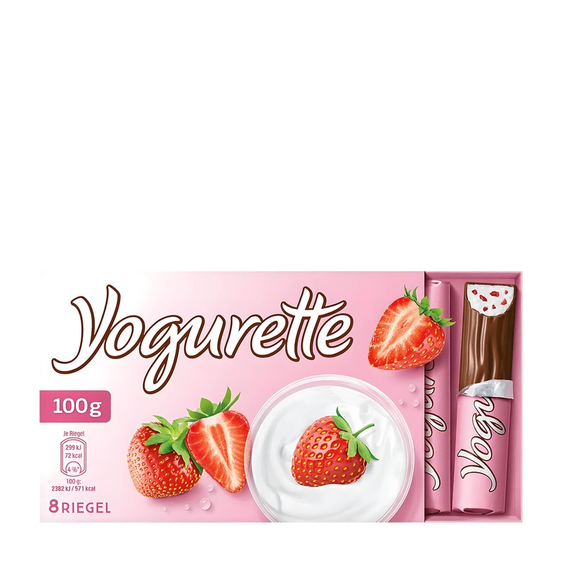 Yogurette Yogurt & Strawberry milk chocolate bars, 100 g