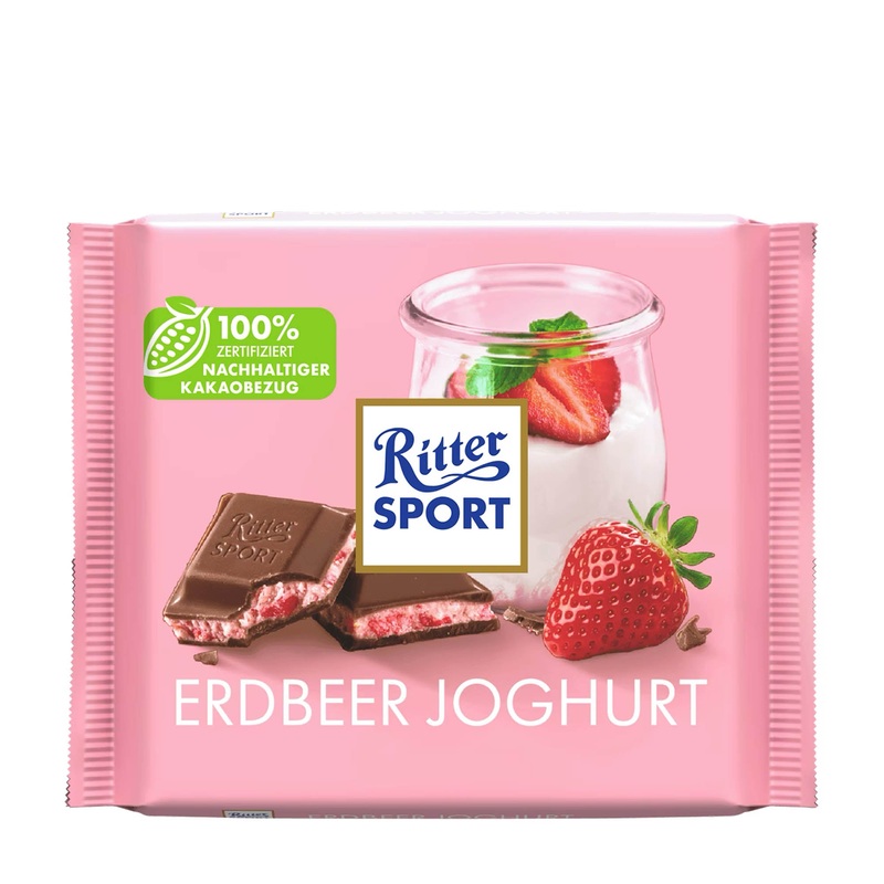 Ritter Sport Strawberry Yogurt milk chocolate bar, 100 g