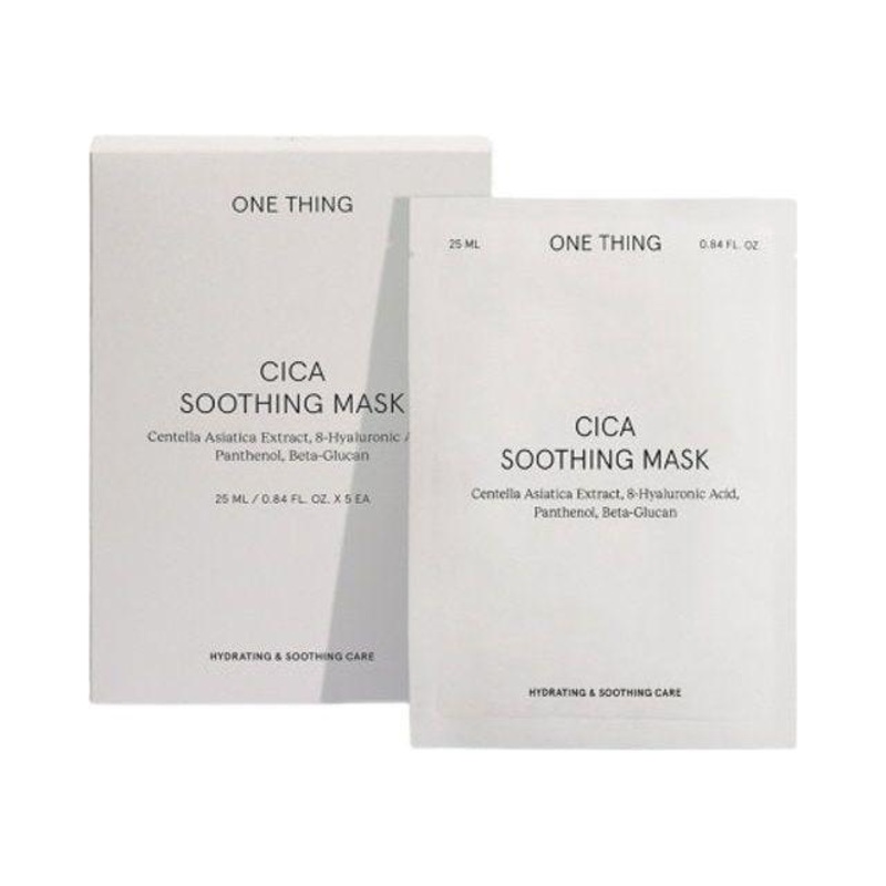 ONE THING Cica Soothing Facial Sheet Mask  5 Count | 81% Centella + 8x Hyaluronic Acid for Ultimate Hydration