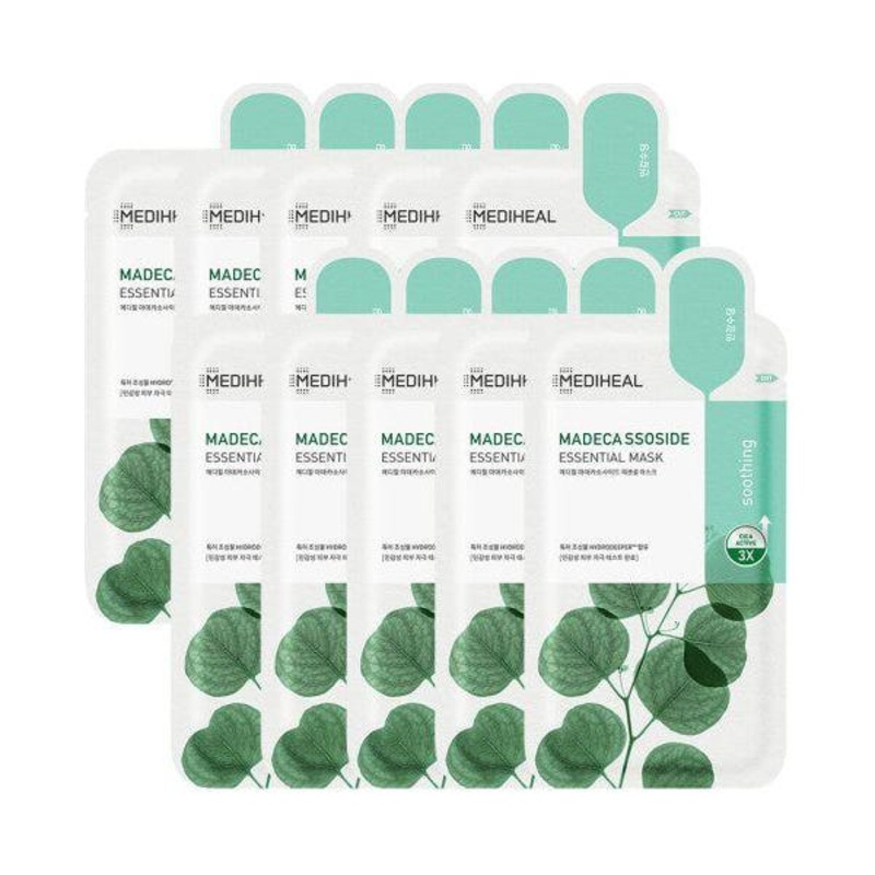MEDIHEAL Madecassoside Essential Mask 10 Count  Cica Active | Soothe, Strengthen & Hydrate