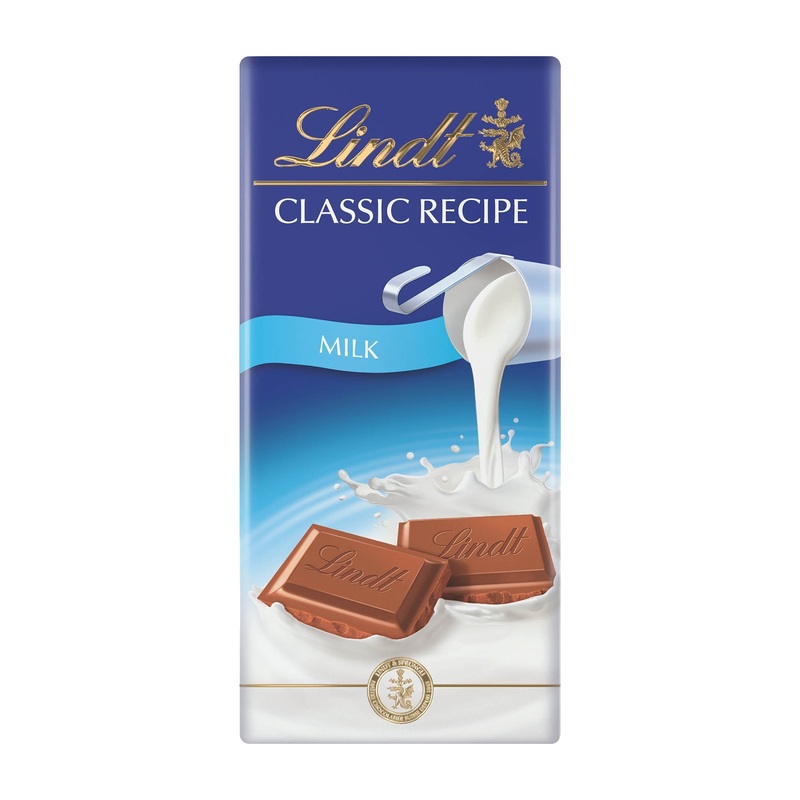 Lindt Classic Recipe milk chocolate bar, 100 g